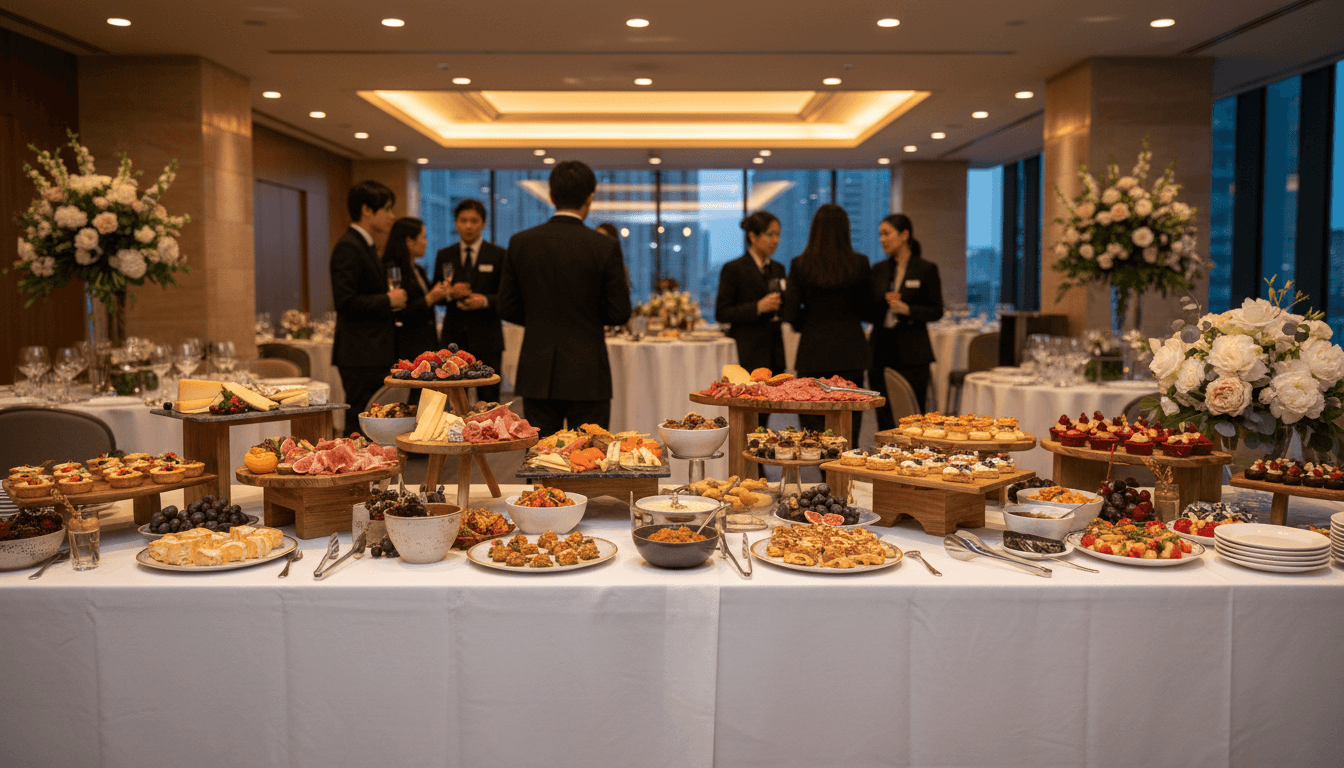 Elegant buffet setup with gourmet dishes at a Toronto wedding reception